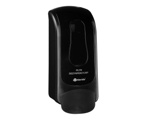 Merida Dozownik płynu dezynfekcyjnego  ONE z tworzywa sztucznego , na jednorazowe wkłady 700 ml z płynem dezynfekcyjnym MERIDA POLANA DDR+, tworzywo ABS (DEB402) - Dozownik płynu dezynfekcyjnego  ONE z tworzywa sztucznego, na wkłady jednorazowe POLANA DDR+ 700ml. czarny