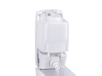 Merida Dozownik mydła w płynie HARMONY MINI, pojemność zbiornika 500 ml, tworzywo, biały transparentny (DHB102) - Dozownik mydła w płynie Merida HARMONY MINI, pojemność zbiornika 500 ml, tworzywo, biały transparentny