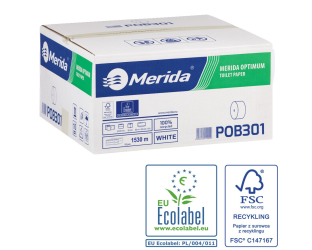 Merida Papier toaletowy bez gilzy OPTIMUM, biały, średnica 12 cm, długość 85 m, dwuwarstwowy, karton 18 szt., ECOLABEL (POB301)