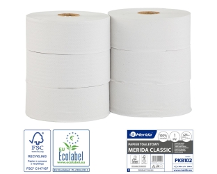 Merida Papier toaletowy CLASSIC , biały, średnica 23 cm, długość 340 m, jednowarstwowy, zgrzewka 6 szt (PKB102)