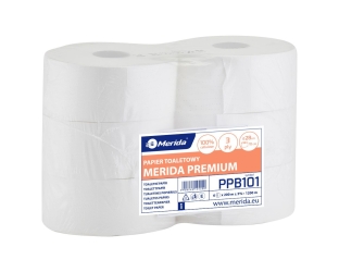 Merida Papier toaletowy PREMIUM, biały, średnica 23 cm, długość 200 m, trzywarstwowy, zgrzewka 6 szt (PPB101)