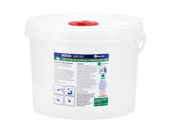 Merida Chusteczki nasączone do dezynfekcji rąk i powierzchni VADO SOFT, bezalkoholowe, wiadro 10 l, rolka 122,36 m, 322 listki (UMD832)