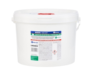 Merida Chusteczki nasączone do dezynfekcji rąk i powierzchni VADO SOFT, bezalkoholowe, wiadro 10 l, rolka 122,36 m, 322 listki (UMD832)