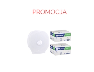 Merida Pojemnik na cztery rolki papieru toaletowego bez gilzy MERIDA HARMONY plus 2 kartony papieru toaletowego MERIDA OPTIMUM