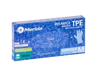 Merida Rękawice elastomerowe TPE, niebieskie, rozmiar M, opakowanie 100 szt. (TRN507)