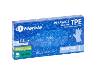 Merida Rękawice elastomerowe TPE, niebieskie, rozmiar L, opakowanie 100 szt. (TRN508)