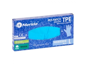 Merida Rękawice elastomerowe TPE, niebieskie, rozmiar L, opakowanie 100 szt. (TRN508)