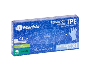 Merida Rękawice elastomerowe TPE, niebieskie, rozmiar XL, opakowanie 100 szt. (TRN509)