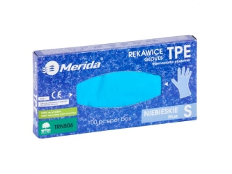 Merida Rękawice elastomerowe TPE, niebieskie, rozmiar S, opakowanie 100 szt. (TRN506)