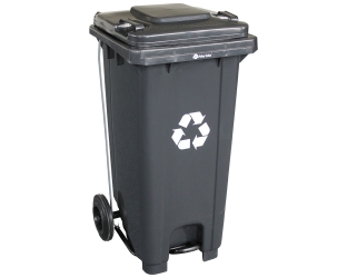 Merida Kosz na odpady SZARY, na kółkach, otwierany przyciskiem pedałowym, bez pokrywy, pojemność 240L (KJS413)