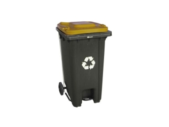 Merida Kosz na odpady SZARY, na kółkach, otwierany przyciskiem pedałowym, bez pokrywy, pojemność 120L (KJS412)