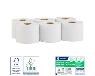 Merida Papier toaletowy OPTIMUM CENTER PULL biały, średnica 17 cm, długość 120 m, dwuwarstwowy, zgrzewka 6 szt. (POB702)