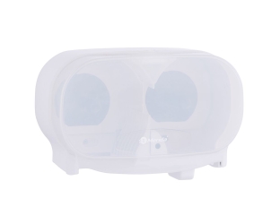 Merida Pojemnik na dwie rolki papieru toaletowego bez gilzy  HARMONY, tworzywo, biały transparentny (BHB301) - Pojemnik na dwie rolki papieru toaletowego bez gilzy Merida HARMONY, tworzywo, biały transparentny